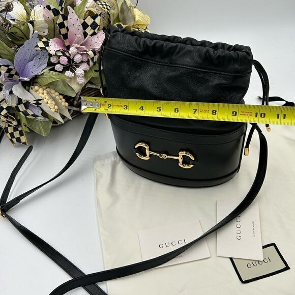 Women’s Gucci horse bit 1955 bucket/Crossbody leather bag made in Italy - Picture 9 of 11